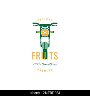 motorcycle head lamp fruit orange fresh logo design vector icon illustration Stock Vector
