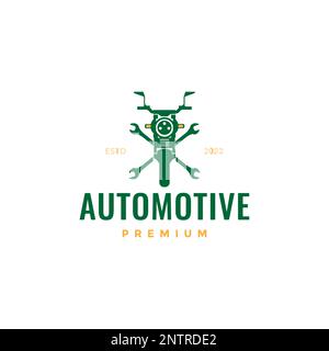 automotive motorcycle with cross wrench tools colorful logo design vector icon illustration Stock Vector