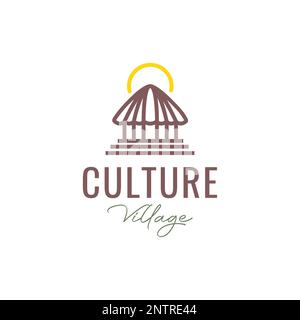 simple culture home village indonesia honai traditional minimal logo design vector Stock Vector