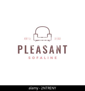 cozy pleasant sofa interior soft line minimalist modern logo design vector Stock Vector