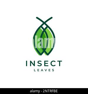 leaf insect green animal abstract colorful minimalist logo design vector icon illustration Stock Vector