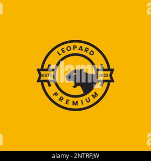 leopard wildlife forest carnivore roaring circle badge logo design vector icon illustration Stock Vector