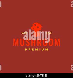 red mushroom food cooking taste kitchen minimal simple logo design vector Stock Vector