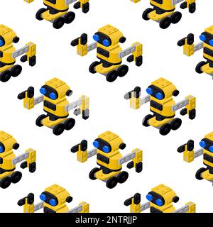 pattern yellow dancing robot on a white background. Vector Stock Vector