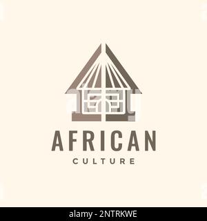 culture home traditional wood simple logo design vector Stock Vector