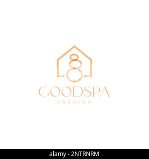 stone rock circle balance relax spa wellness yoga home minimalist feminine logo design vector icon illustration Stock Vector
