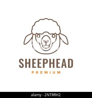 animal cattle livestock sheep head meat mascot line modern logo design vector Stock Vector