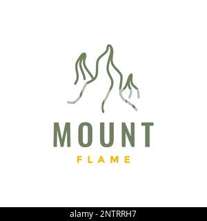 mountain mount peak high hill flame minimalist line logo design vector Stock Vector