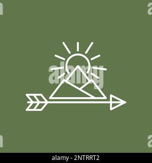 arrows compass outdoor mountain hiking sun brush minimalist line logo design vector icon illustration Stock Vector