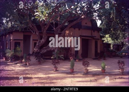 Shantiniketan is a neighbourhood of Bolpur town in the Bolpur subdivision of Birbhum district in West Bengal, India, approximately 152 km north of Kolkata.The complex includes five of Tagore's houses – Punascha, Shamali, Konarka, Udichi and Udayana. Udayana is where Tagore lived. Stock Photo