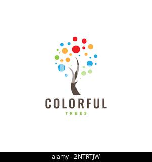 dots tree plant colorful modern logo design vector icon illustration Stock Vector