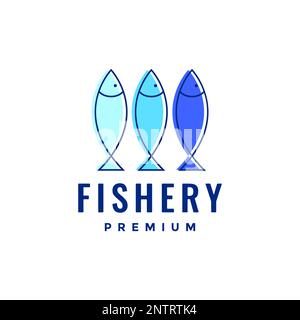 fresh fish food store market shop abstract lines art modern logo design vector icon illustration Stock Vector