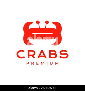 red crabs seafood biota sea creature food delicious taste modern simple logo design vector icon illustration Stock Vector