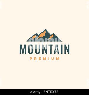 peak mountain sunset glare hiking outdoor hipster vintage logo design vector icon Stock Vector