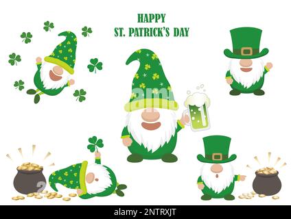 St. Patrick’s Day Vector Symbol Character Illustration Set Isolated On A White Background. Stock Vector