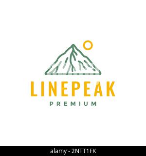 high hill peak sunset minimal line simple logo design vector icon Stock Vector