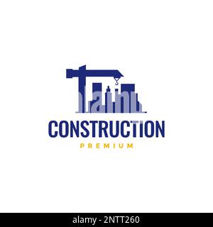 weight equipment crane building construction skyscraper architecture structure logo design vector icon Stock Vector