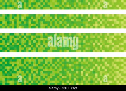 Vector Green Pixel Texture Illustration Set. Computer And Digital Technology Background. Stock Vector