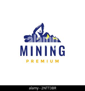 excavator ground mining peak land gold logo design vector icon Stock Vector