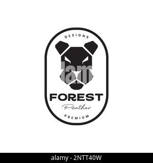 animal beast forest panther carnivore geometric badge vintage logo design vector icon Stock Vector