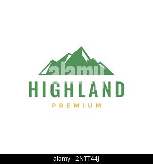 mountain peak high hill green simple minimal forest panoramic logo design vector icon Stock Vector