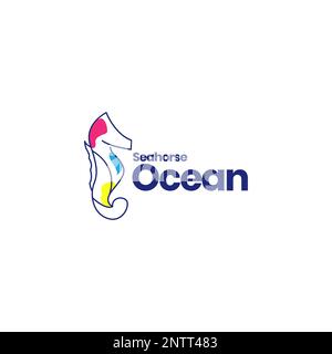 animal sea creature biota seahorse lines art abstract minimalist logo design vector icon Stock Vector