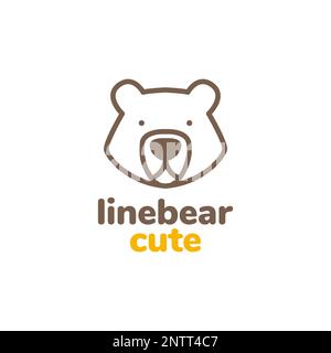 mascot cartoon cute head animal bear grizzly minimal logo design vector icon Stock Vector