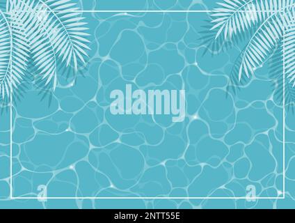 Vector Rippled Swimming Pool With Palm Leaves Abstract Background Illustration. Stock Vector