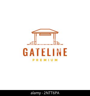 culture bamboo gate simple architect logo design vector icon Stock Vector