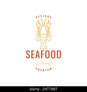creature biota sea shrimp lobster food seafood delicious taste line art logo design vector icon Stock Vector