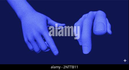 Set of hands showing different gestures. 3D vector design elements for web or presentation. Stock Vector