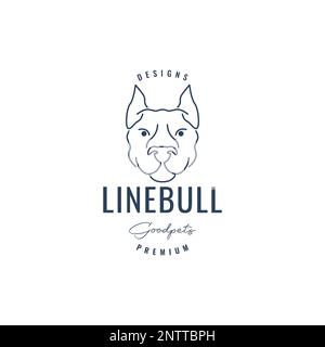 animal head pets friend dog bull line art minimal logo design vector Stock Vector