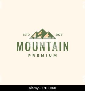 mount peak high hill geometric triangle sunset hipster logo design vector Stock Vector