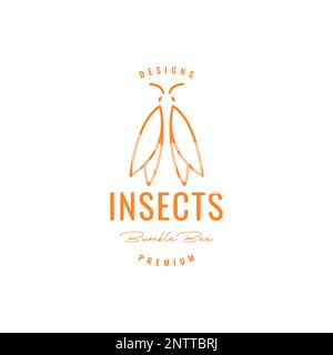 animal insect bumble bee wings art line hipster logo design vector icon illustration Stock Vector