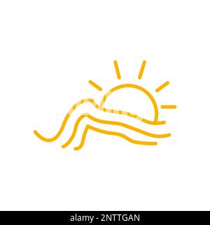 wave sea ocean sunburst line minimal modern simple logo design vector Stock Vector