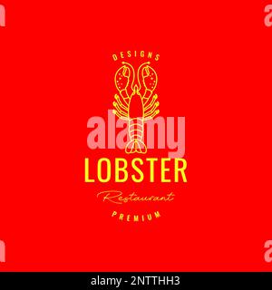 lobster shrimp food seafood taste menu cooking kitchen restaurant minimal colored line logo design vector Stock Vector