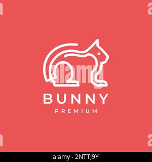 animal pets rabbit hare bunny geometric modern line simple minimal logo design vector Stock Vector