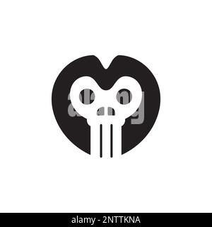 skull cranium head long tooth modern simple logo design vector Stock Vector