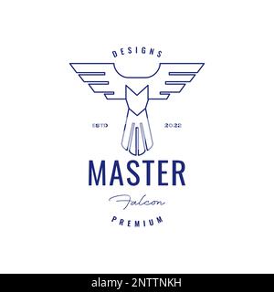 flaying flap wings animal bird falcon polygonal line minimal logo design vector Stock Vector