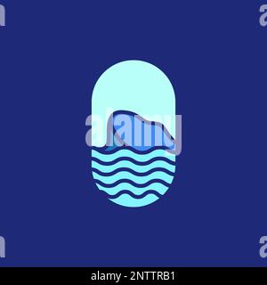 modern minimalist badge sticker iceberg ice water ocean logo design vector Stock Vector
