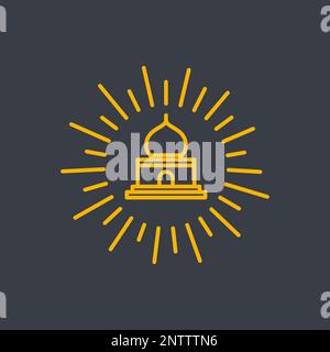 muslim pray place mosque shine sunburst minimalist line simple logo design vector Stock Vector
