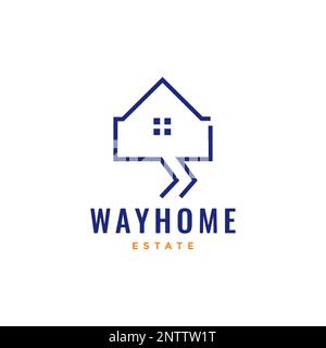 architect home house way yard polygonal line modern future simple logo design vector Stock Vector