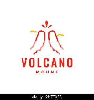 mount volcano lava line modern minimal logo design vector Stock Vector
