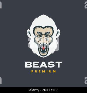 monkey white primate roar wildlife forest animal modern logo design vector Stock Vector