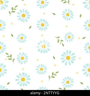 Cute daisies with cute flowers print for clothes, wrapping paper, phone cases. Seamleess flowers pattern Stock Vector