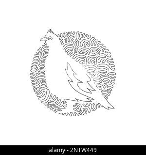Continuous curve one line drawing of standing grouse bird abstract art in circle. Single line editable stroke vector illustration of adorable grouse Stock Vector