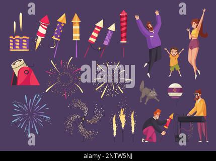 Firework clapper confetti petard surprise flat. Festival celebration  equipment explosive toy launch salute birthday celebrate fireworker tools  firecracker pyrotechnic cracker ribbon colorful isolated Stock Vector Image  & Art - Alamy