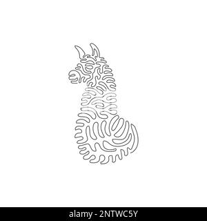 Continuous curve one line drawing of cute sitting alpaca curve abstract art. Single line editable svector illustration of Alpaca, small camelid mammal Stock Vector