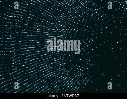 Array with Dynamic Particles. 3d Futuristic technology style. Abstract Background.  Texture. Glowing points. Vector Illustration. Stock Vector