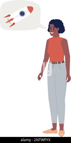 Woman presenting startup project semi flat color vector character Stock Vector